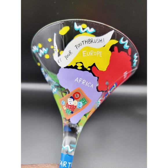 Travel-tini‎ Martini Glass by Lolita Recipe on Bottom Hand-painted Traveler - Picture 7 of 10